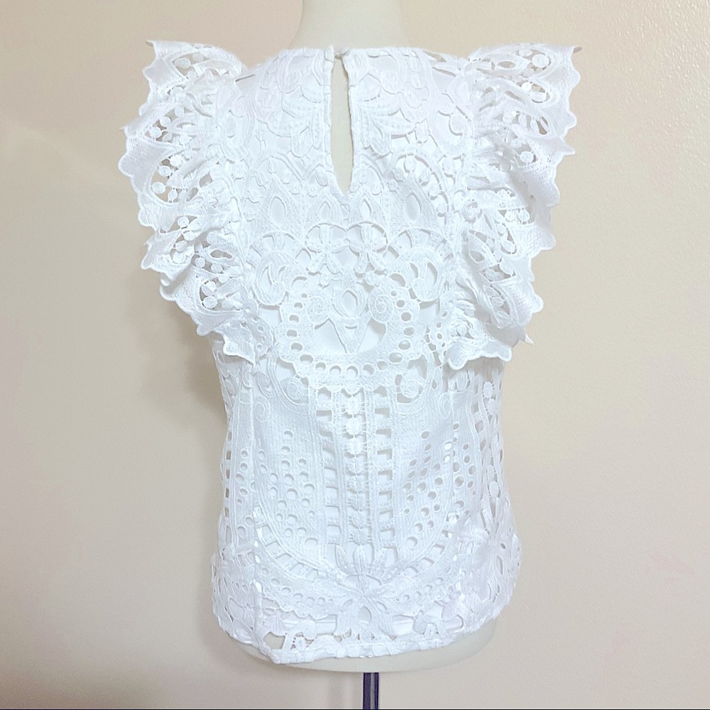 Express Eyelet RuffleTop White M - Picture 3 of 6
